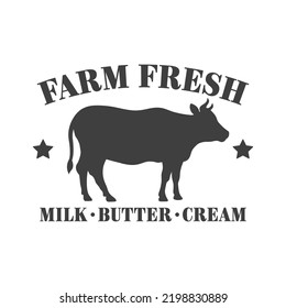 Farm fresh milk butter cream farmhouse quotes. Isolated on white background. Farm Life sign. Southern vector quotes. Farmhouse Saying.