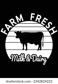 Farm fresh milk  dairy vector art design, eps file. design file for t-shirt. SVG, EPS cuttable design file