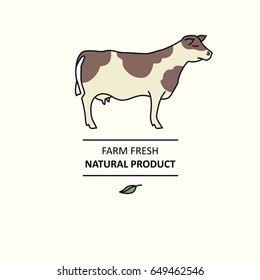 Farm fresh Natural product Line animals set Cow