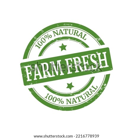 Farm fresh natural stamp, vector illustration isolated on white background