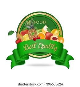 Farm fresh organic food label, badge or seal. Best quality.