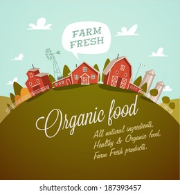 Farm fresh. Organic food. Retro style vector illustration. 