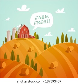 Farm fresh. Organic food. Retro style vector illustration. 