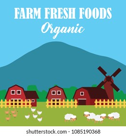farm fresh organic foods. organic concept. vector illustration