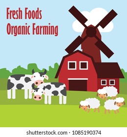 farm fresh organic foods. organic concept. vector illustration