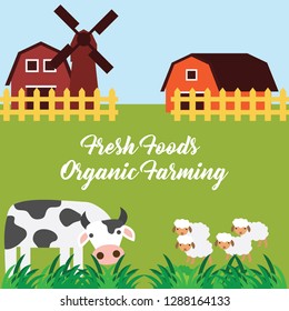farm fresh organic foods. organic concept. vector illustration