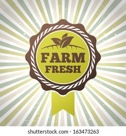 Farm fresh  organic vector eco label. isolated form background.