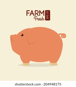 Farm Fresh over beige background, vector illustration