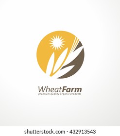 Farm Fresh Products Unique Sign Or Icon Image. Organic Wheat Farming Logo Design Idea. Agriculture Logo Design Layout.