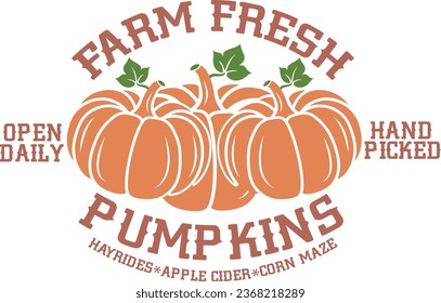 Farm Fresh Pumpkins-Fall autumn T-shirt Design with Vector.