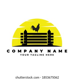 Granja de diseño de ilustración vectorial con logotipo de gallo fresco, logo de roedor de silueta