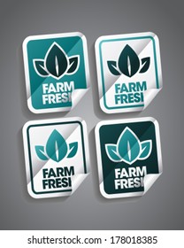Farm fresh stickers set.