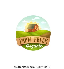 Farm Fresh Summer. Logo, Emblem, Lable, Sticker