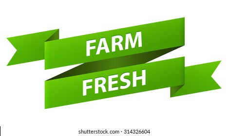Farm Fresh tag ribbon banner icon isolated on white background. Vector illustration
