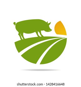 Farm fresh of vector emblems and stickers . Farming and agriculture, organic food, locally grown design elements for product packaging