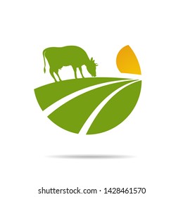 Farm fresh of vector emblems and stickers . Farming and agriculture, organic food, locally grown design elements for product packaging