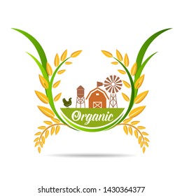 Farm fresh of vector emblems and stickers . Farming and agriculture, organic food, locally grown design elements for product packaging