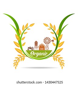Farm fresh of vector emblems and stickers . Farming and agriculture, organic food, locally grown design elements for product packaging