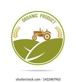 Farm fresh of vector emblems and stickers . Farming and agriculture, organic food, locally grown design elements for product packaging