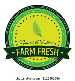 Farm Fresh. Vector Green Badge.
