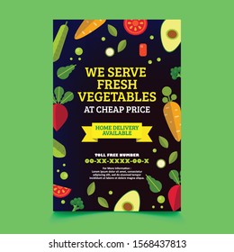 Farm Fresh Vegetables Poster Vector Template