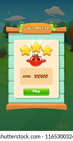 Farm Fruits Level Completed Screen - Mobile Game Assets