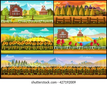 Farm Game Background Set