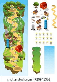 Farm Game Map Cartoon Graphic Design