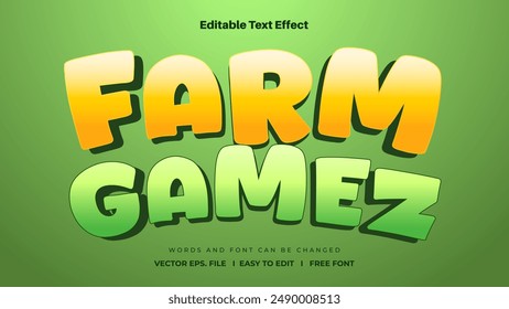 Farm Games word 3d editable text effect style.