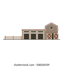 Farm garage isolated image. Flat building Vector