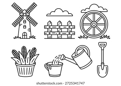 Farm and garden elements windmill fence