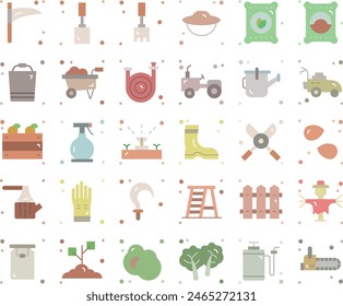 Conjunto de iconos de jardín de granja Ilustración de diseño de Vector