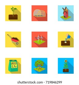 Farm, garden, and other web icon in flat style. Calcium, Desert, watering icons in set collection.