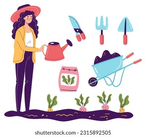 Farm garden tools isolated concept set. Vector design graphic illustration
