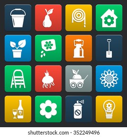 farm, gardening 16 icons universal set for web and mobile flat