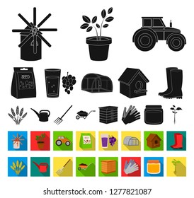 Farm and gardening black,flat icons in set collection for design. Farm and equipment vector symbol stock web illustration.
