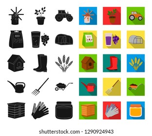 Farm and gardening black,flat icons in set collection for design. Farm and equipment vector symbol stock web illustration.
