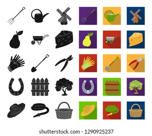 Farm and gardening black,flat icons in set collection for design. Farm and equipment vector symbol stock web illustration.