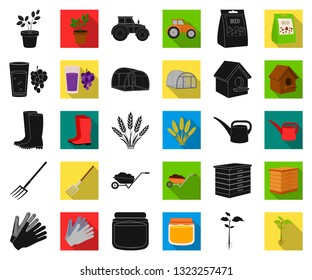 Farm and gardening black,flat icons in set collection for design. Farm and equipment vector symbol stock web illustration.