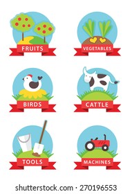 farm and gardening vector icons on white background