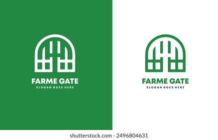 Farm Gate Logo Design Konzept Vektorgrafik EPS10.