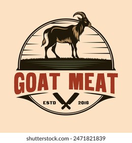 Farm Goat meat butchery shop vintage logo