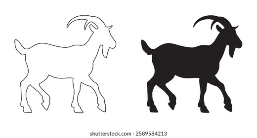 Farm Goat Silhouette - Crisp Goat Vector for Print and Digital
