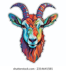 farm goat sticker fullbody bold colors contour vector