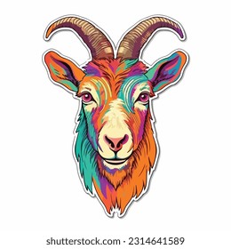 farm goat sticker fullbody bold colors contour vector