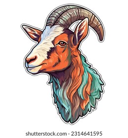 farm goat sticker fullbody bold colors contour vector