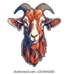 farm goat sticker fullbody bold colors contour vector