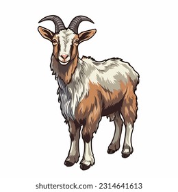 farm goat sticker fullbody bold colors contour vector