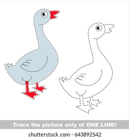 Farm Goose to be traced only of one line, the tracing educational game to preschool kids with easy game level, the colorful and colorless version.