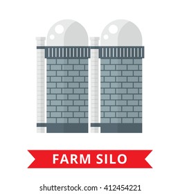 Farm grain silo. Silo vector icon. Flat agriculture sign